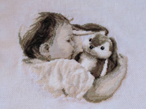 Cross-stitch Baby Sleeping is a Cross stitch Birth Sampler 
